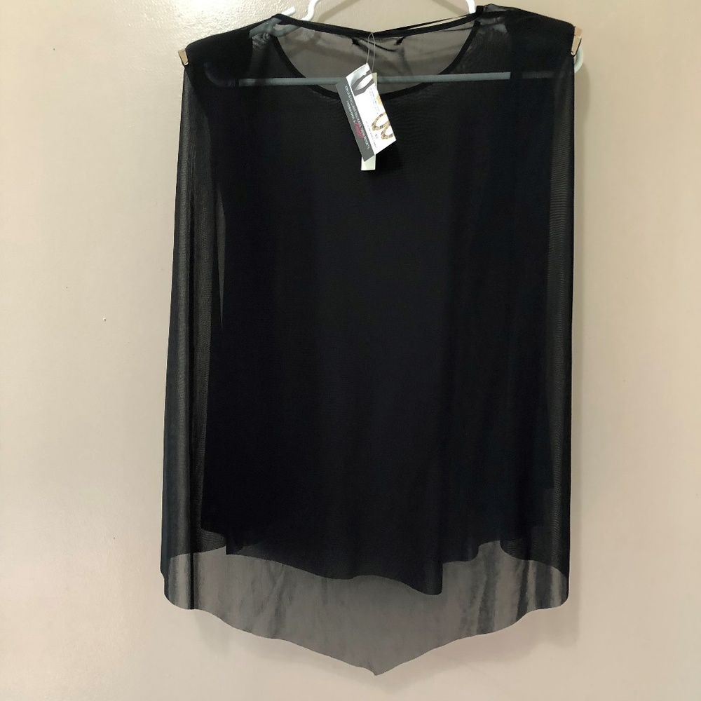 Mustard Seed Sheer Black Sleeveless Top